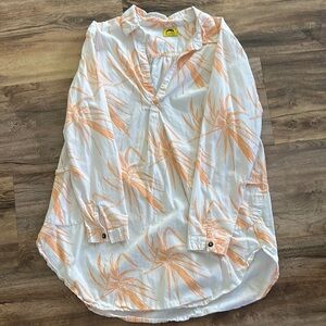 Orange and White Button Down Shirt